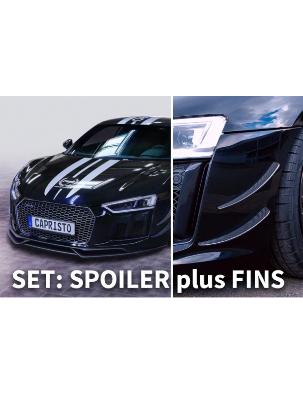 Capristo Carbon Set Frontspoiler + Frontfinnen für Audi R8 (4S) V10 Plus CAPRISTO V10 Plus 5.2 FSI Quattro, 449 KW / 610 PS