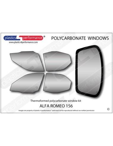 Plastic4Performance Lexan Polycarbonat Fenster Kit für Alfa Romeo 156 Plastic4Performance 3.2 V6 GTA, 184 kW / 250 PS